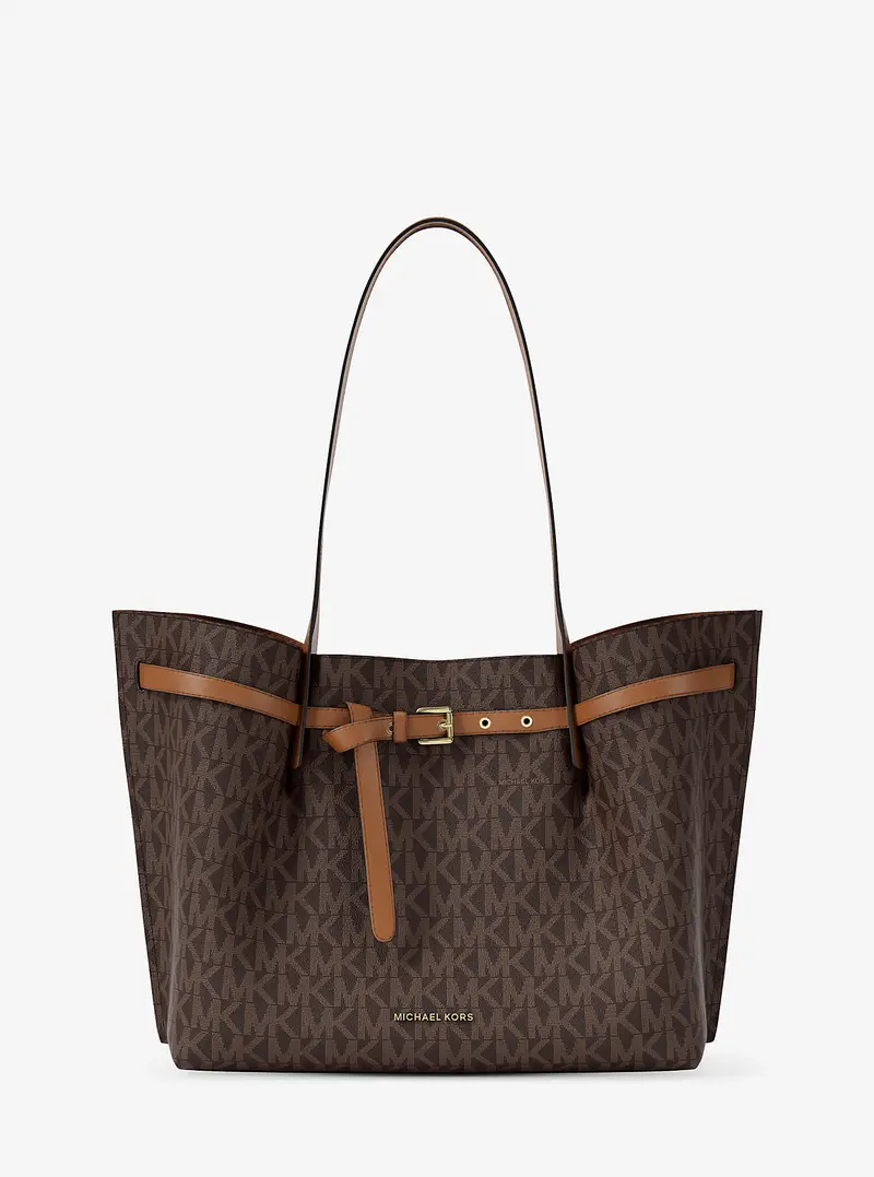 MK Borsa tote Emilia grande con stampa logo - Marrone - Michael Kors