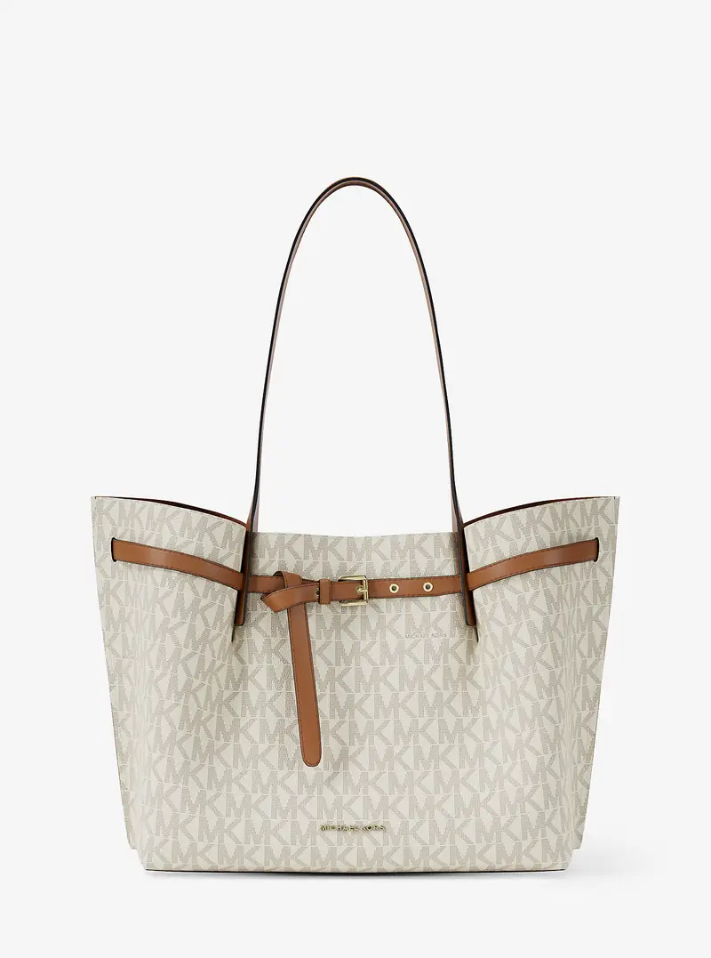 MK Borsa tote Emilia grande con stampa logo - Naturale - Michael Kors