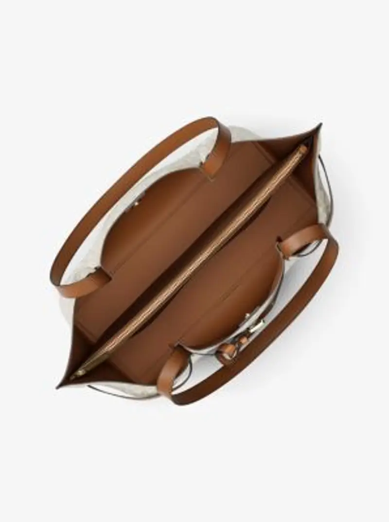 MK Borsa tote Emilia grande con stampa logo - Naturale - Michael Kors miniatura 3