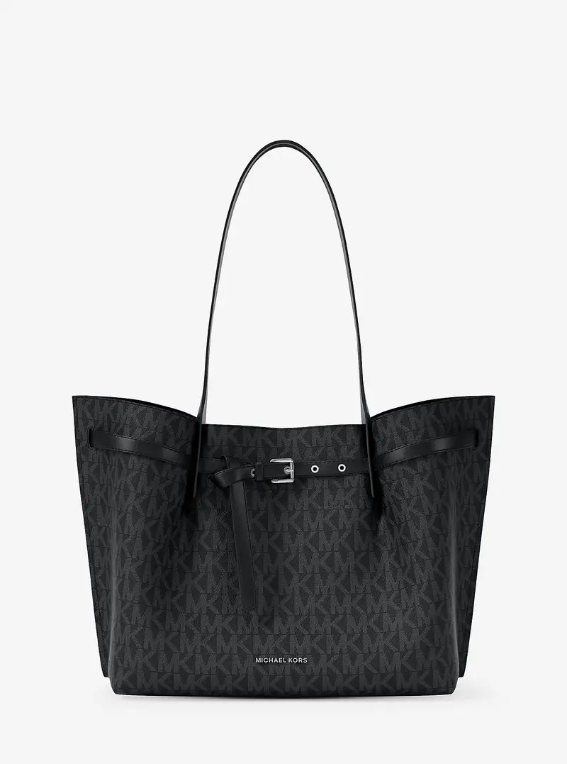 MK Borsa tote Emilia grande con stampa logo - Nero - Michael Kors