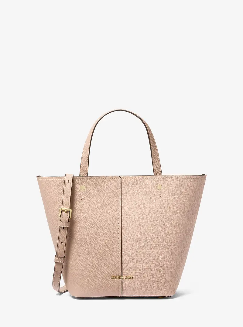 MK Borsa tote Flora media in pelle martellata con logo - Rosa - Michael Kors miniatura 2