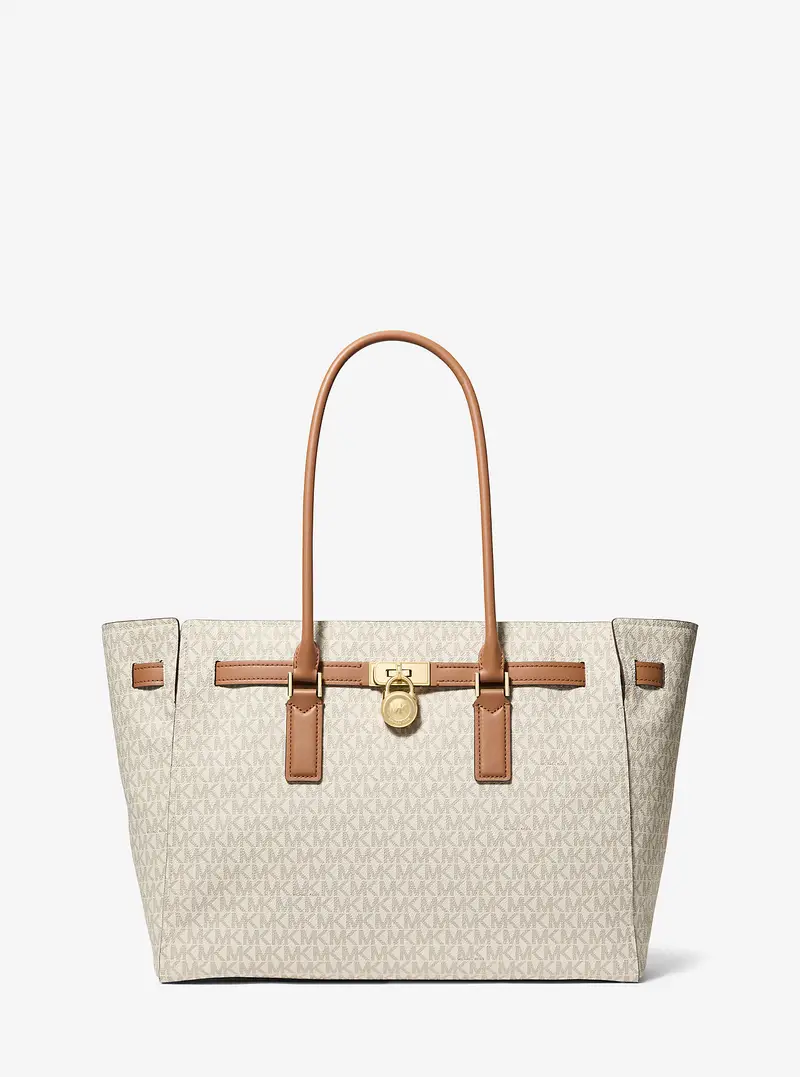MK Borsa tote Hamilton Moderne grande con stampa logo - Naturale - Michael Kors