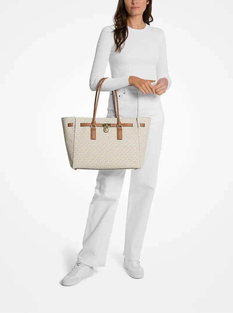MK Borsa tote Hamilton Moderne grande con stampa logo - Naturale - Michael Kors miniatura 2