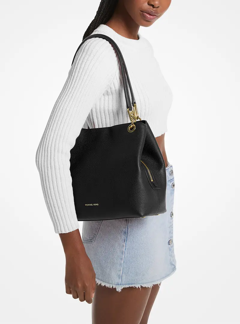 MK Borsa tote Kensington grande in pelle martellata - Nero - Michael Kors miniatura 2