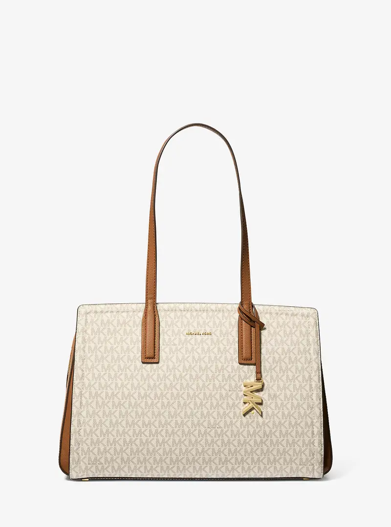 MK Borsa tote Laila media con logo - Naturale - Michael Kors miniatura 3