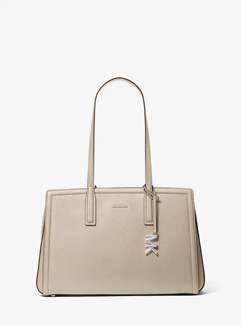 MK Borsa tote Laila media in pelle martellata - Naturale - Michael Kors