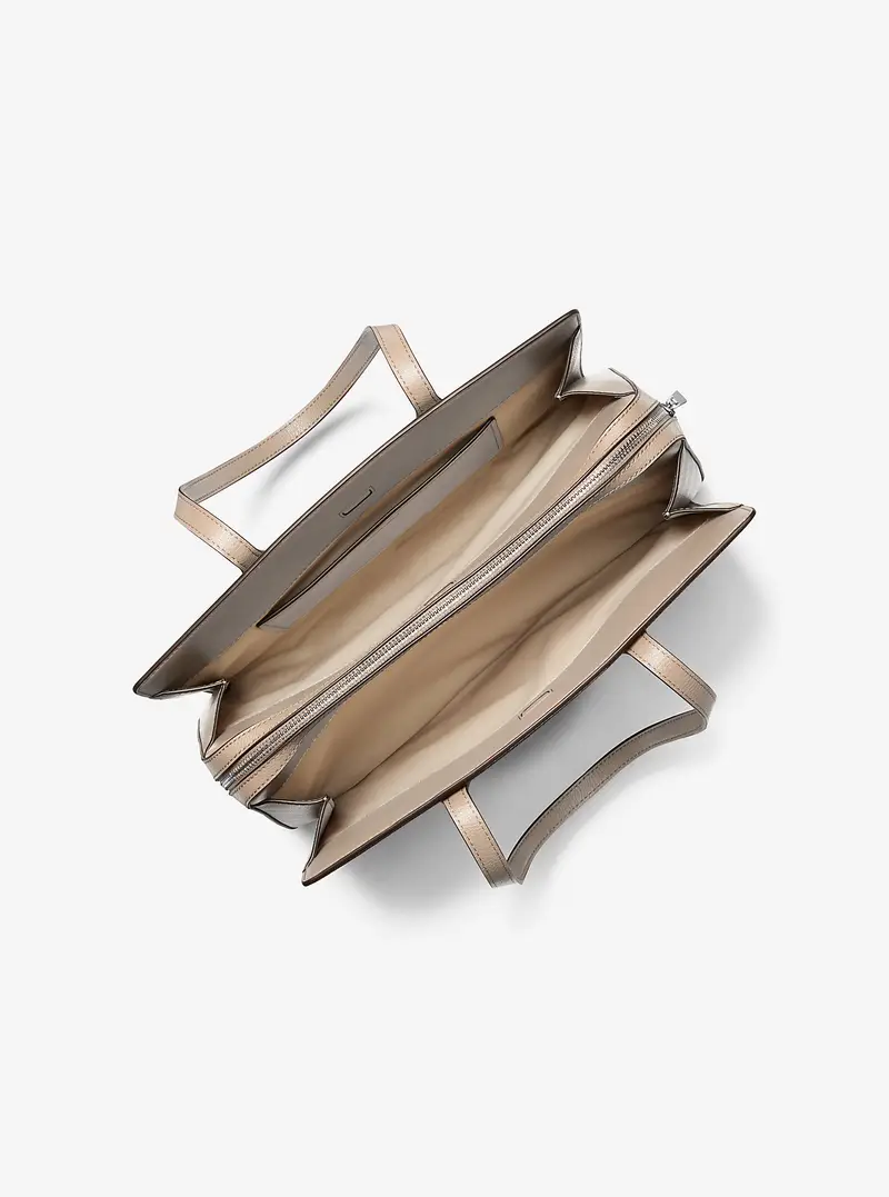 MK Borsa tote Laila media in pelle martellata - Naturale - Michael Kors miniatura 3