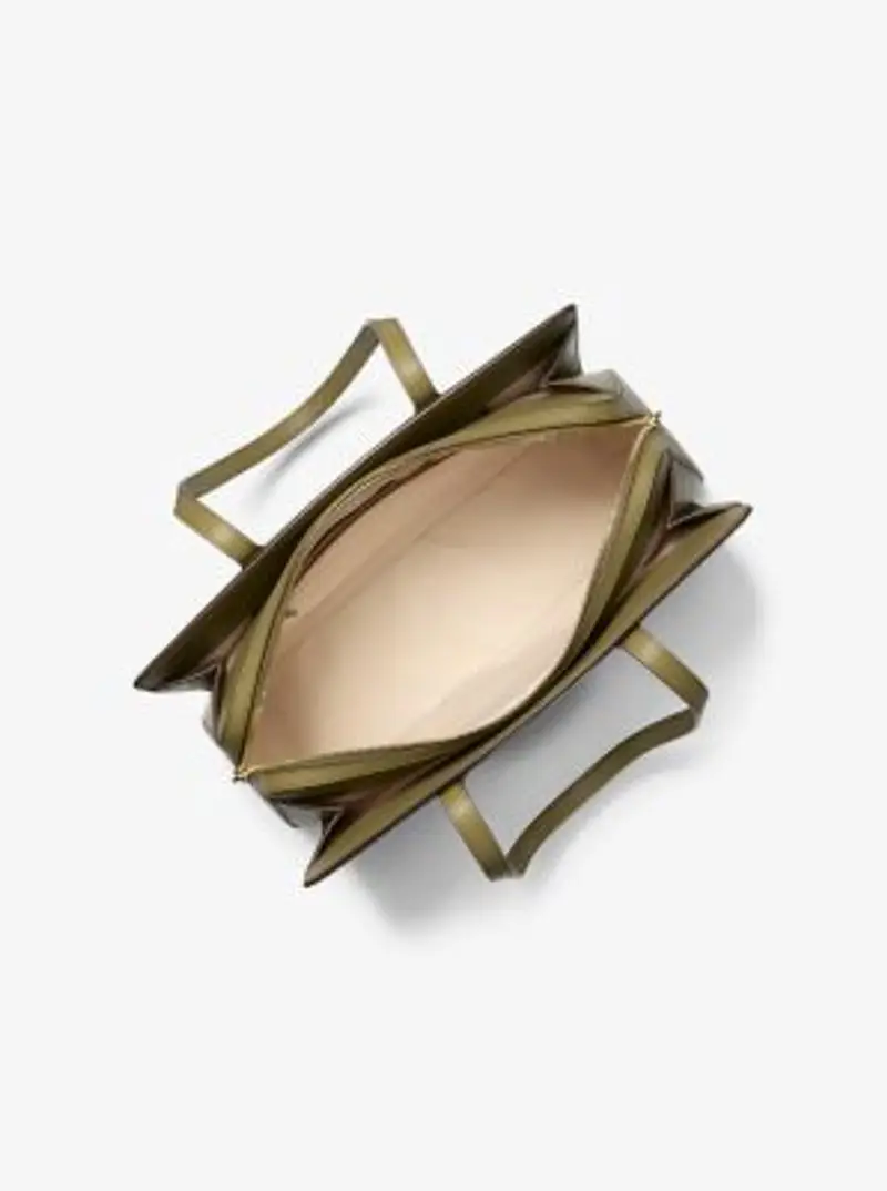 MK Borsa tote Laila media in pelle - Verde - Michael Kors miniatura 2