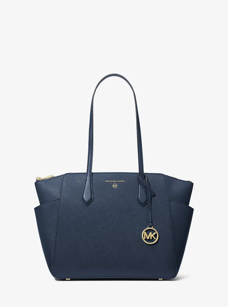 MK Borsa tote Marilyn media in pelle Saffiano - Blu - Michael Kors