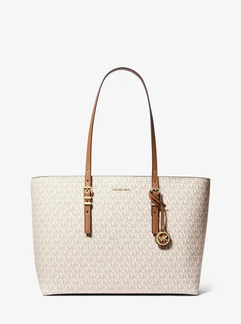 MK Borsa tote Quinn grande in pelle e stampa logo - Naturale - Michael Kors miniatura 2