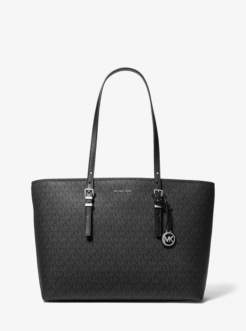 MK Borsa tote Quinn grande in pelle e stampa logo - Nero - Michael Kors