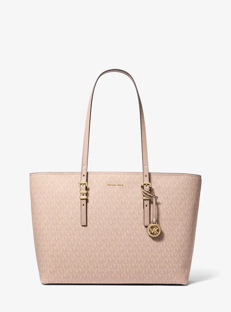 MK Borsa tote Quinn grande in pelle e stampa logo - Rosa - Michael Kors