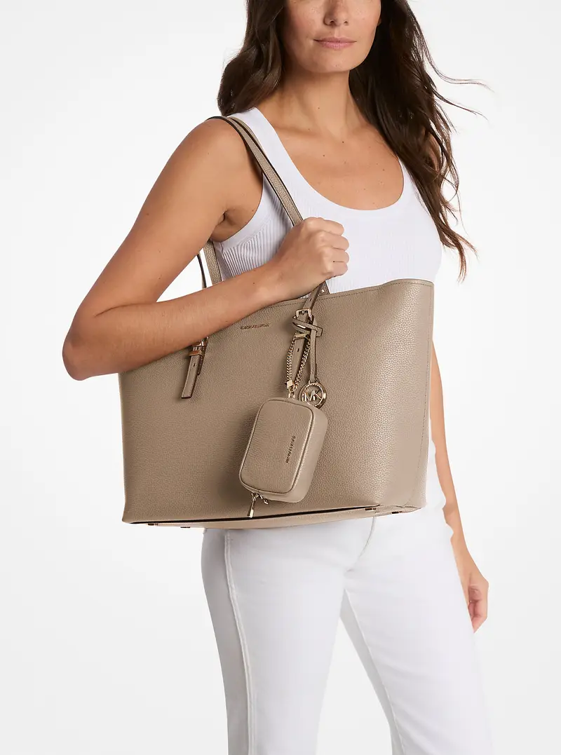 MK Borsa tote Quinn grande in pelle martellata - Naturale - Michael Kors miniatura 2