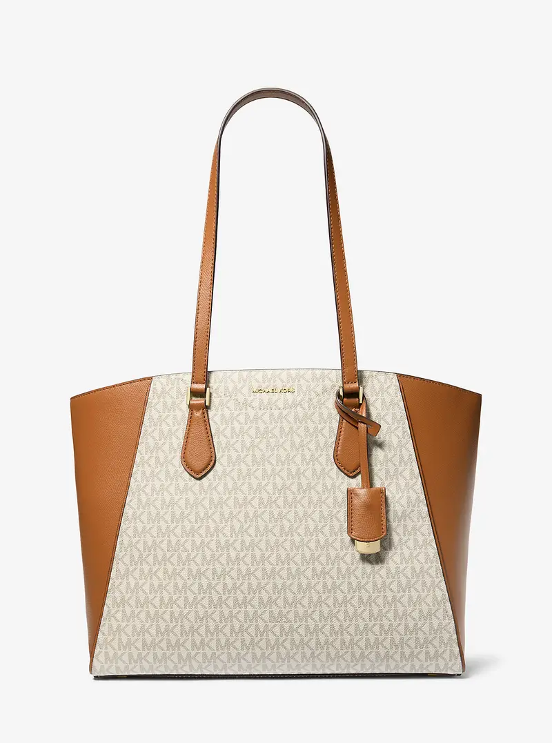 MK Borsa tote Taryn grande in pelle con logo - Naturale - Michael Kors