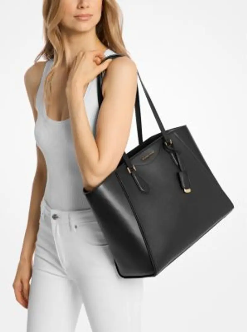 MK Borsa tote Taryn grande in pelle - Nero - Michael Kors miniatura 2