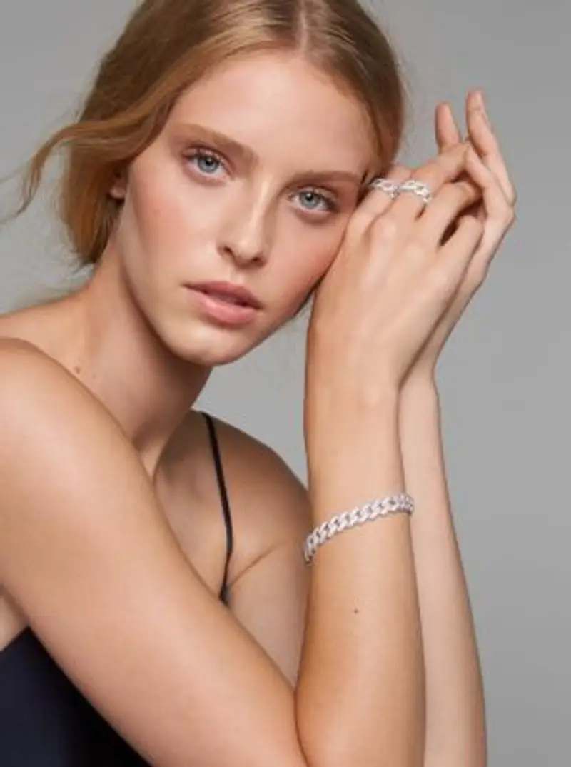 MK Bracciale con maglie a catena in argento sterling e placcatura in metallo prezioso e pavé - Argento - Michael Kors miniatura 2