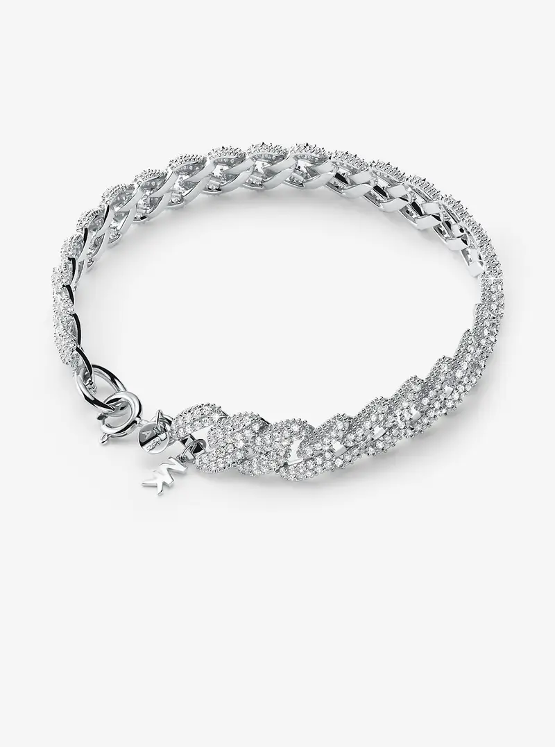 MK Bracciale con maglie a catena in argento sterling e placcatura in metallo prezioso e pavé - Argento - Michael Kors miniatura 3