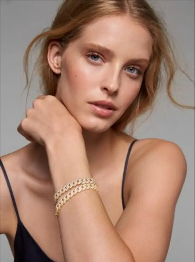 MK Bracciale con maglie a catena in argento sterling e placcatura in metallo prezioso e pavé - Oro - Michael Kors miniatura 2