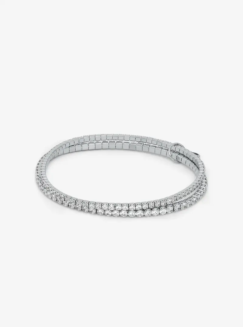 MK Bracciale tennis a doppio giro in ottone placcato in metallo prezioso - Argento - Michael Kors