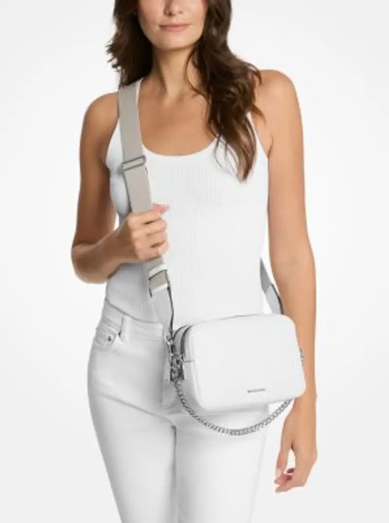 MK Camera bag a tracolla Bryant media in pelle martellata - Bianco - Michael Kors miniatura 2