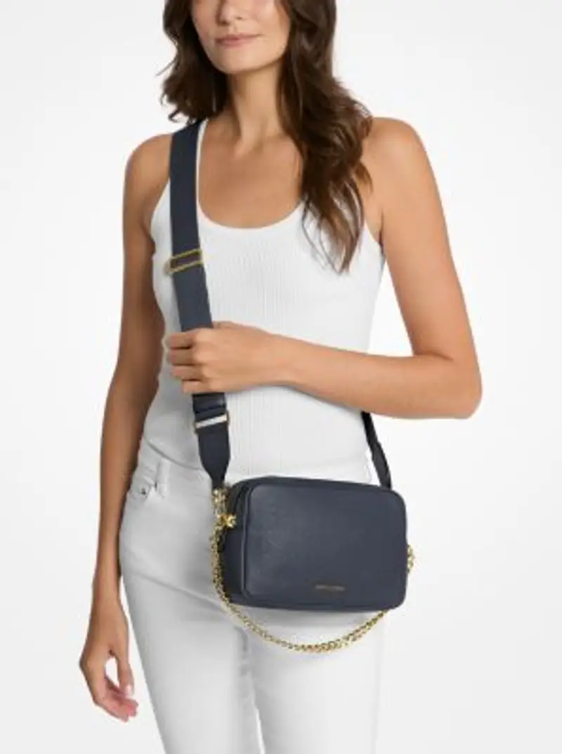 MK Camera bag a tracolla Bryant media in pelle martellata - Blu - Michael Kors miniatura 2