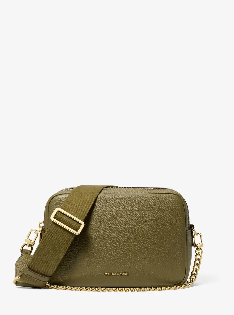 MK Camera bag a tracolla Bryant media in pelle martellata - Verde - Michael Kors