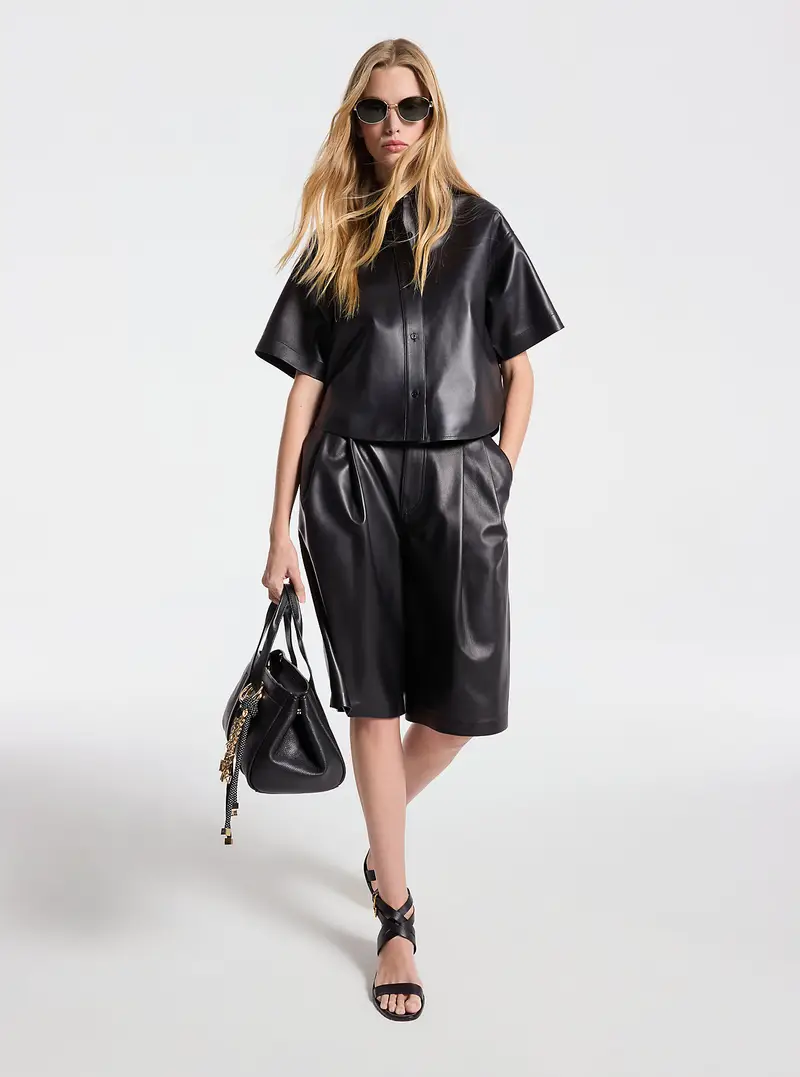 MK Camicia corta in pelle - Nero - Michael Kors