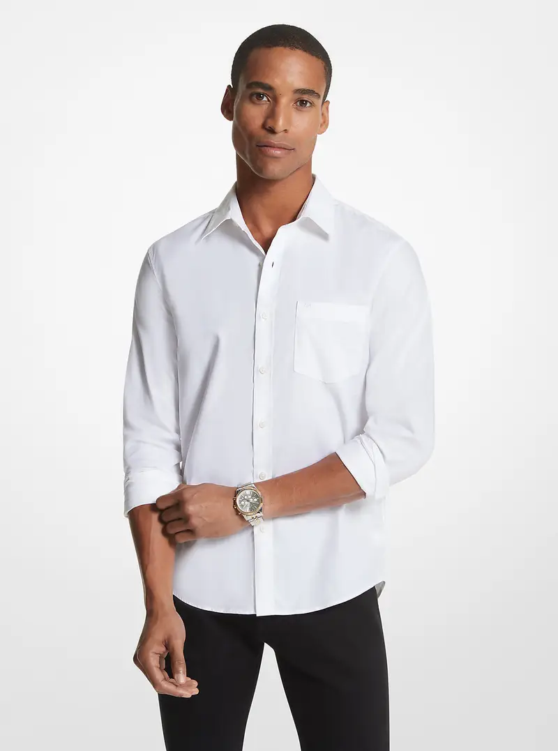 MK Camicia slim-fit in misto cotone - Bianco - Michael Kors