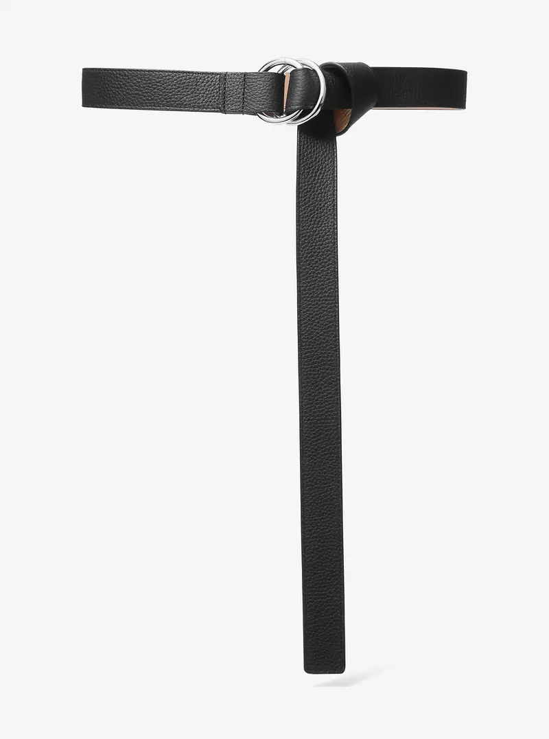 MK Cintura in pelle martellata con doppio anello - Nero - Michael Kors