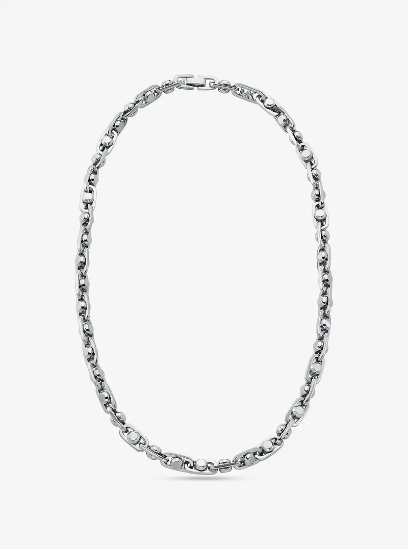 MK Collana Astor con maglie a catena media in ottone placcato in metallo prezioso - Argento - Michael Kors