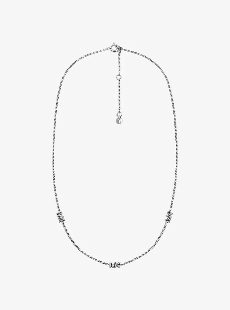 MK Collana in argento sterling con logo e placcatura in metallo prezioso - Argento - Michael Kors