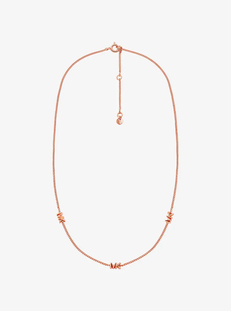 MK Collana in argento sterling con logo e placcatura in metallo prezioso - Oro Rosa - Michael Kors