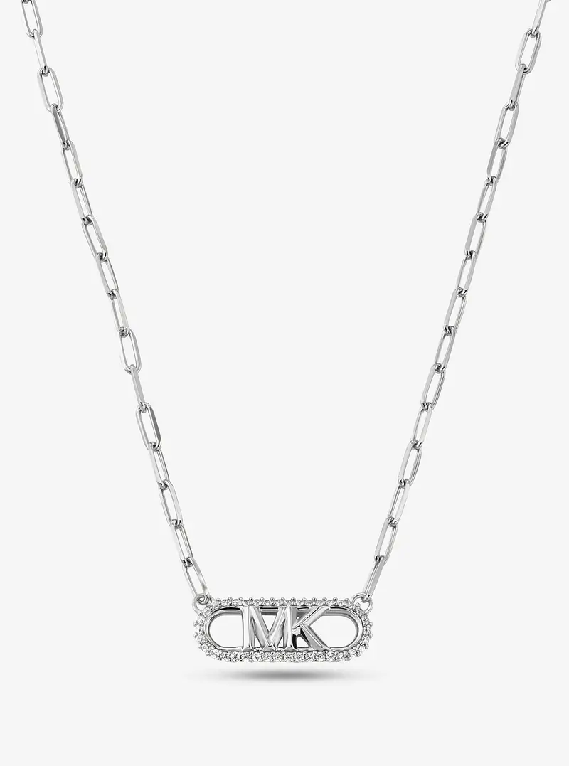 MK Collana in argento sterling placcato in metallo prezioso con maglie a catena e logo Empire - Argento - Michael Kors