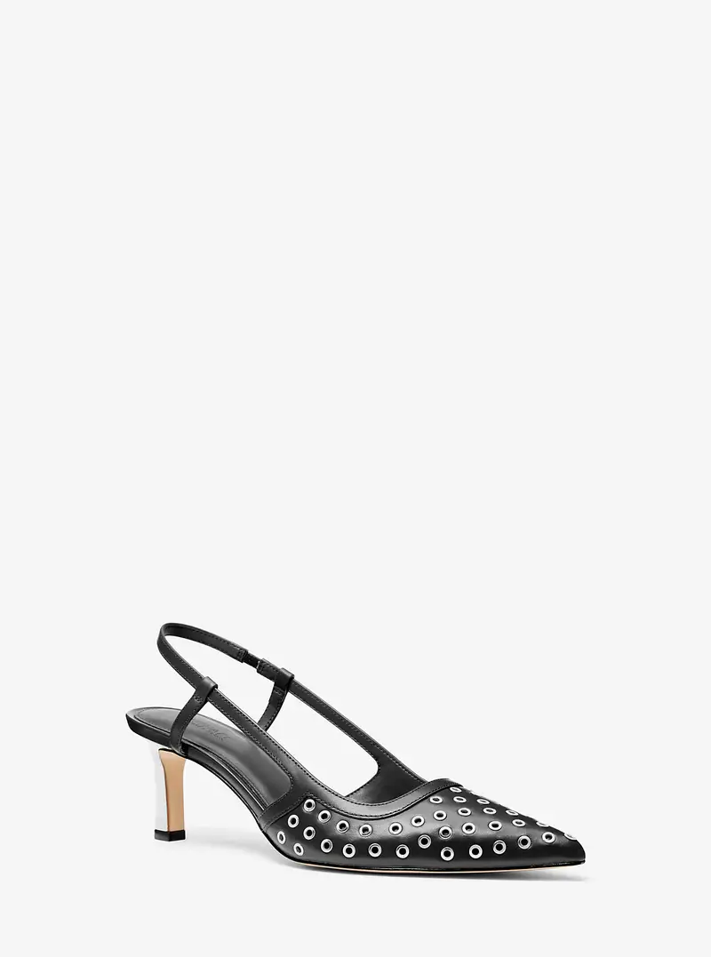 MK Décolleté Alora slingback in pelle con occhielli - Nero - Michael Kors