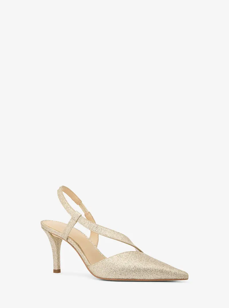 MK Décolleté Jaida in pelle con glitter - Oro - Michael Kors