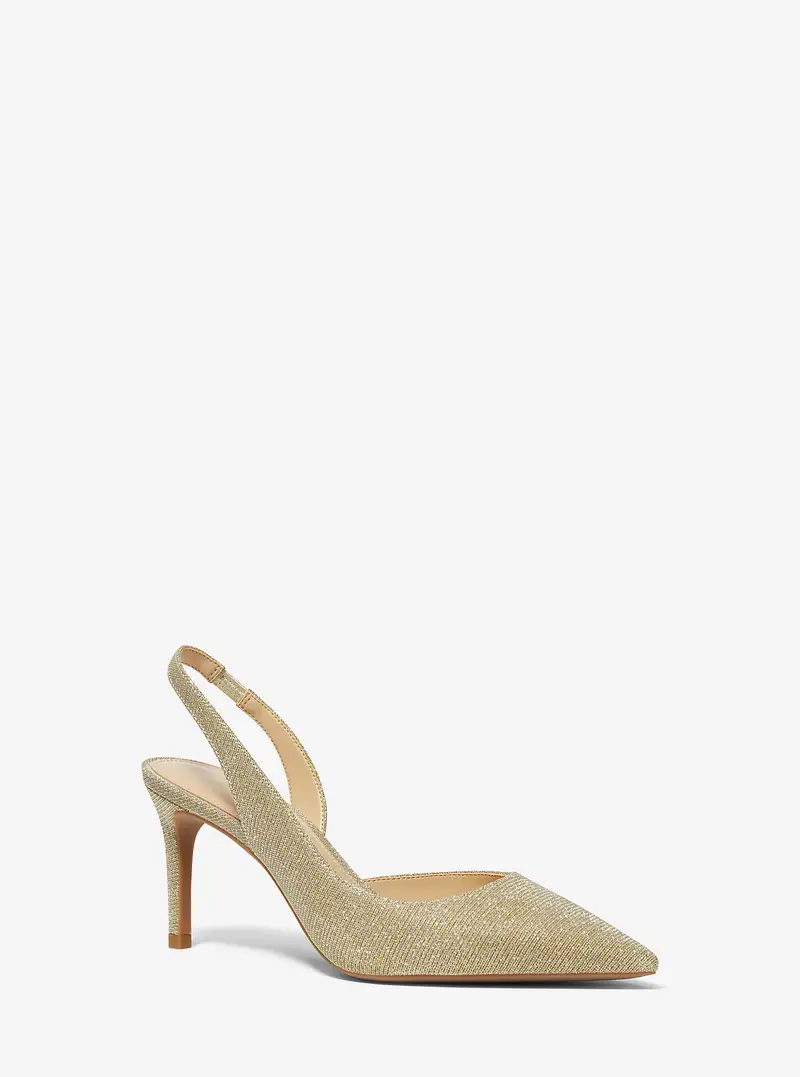 MK Décolleté slingback Alina Flex in mesh metallizzato glitterato - Oro - Michael Kors