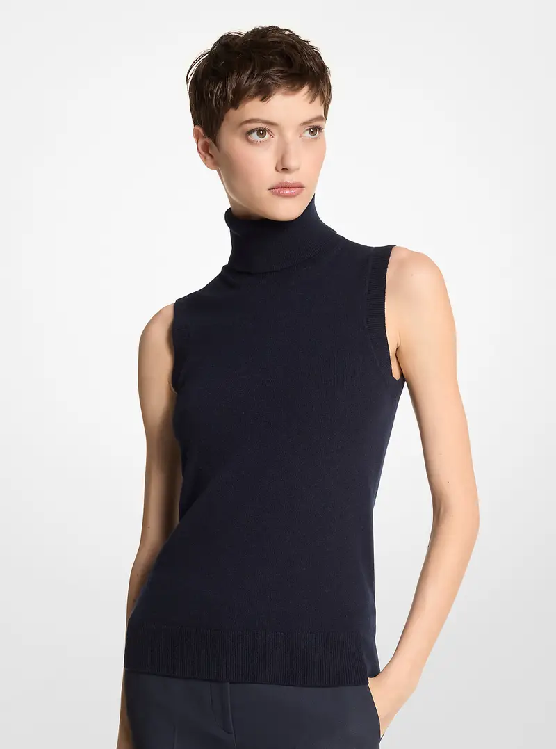 MK Dolcevita smanicato in cashmere - Blu - Michael Kors