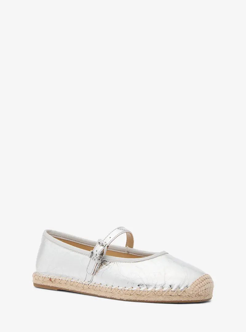 MK Espadrilla stile ballerina Lynn in pelle metallizzata - Argento - Michael Kors