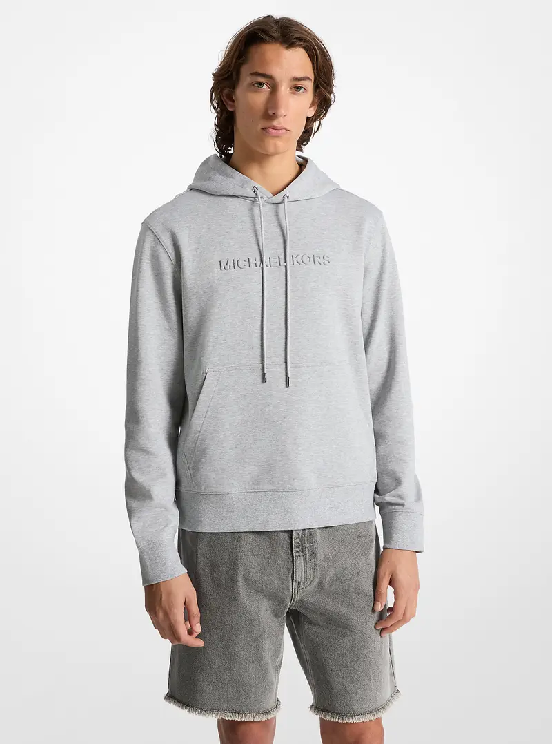 MK Felpa con cappuccio in misto cotone con logo in rilievo - Marrone - Michael Kors