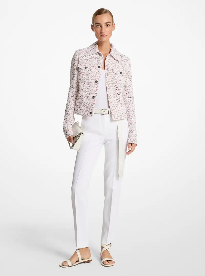 MK Giacca in pizzo floreale cordonato - Bianco - Michael Kors