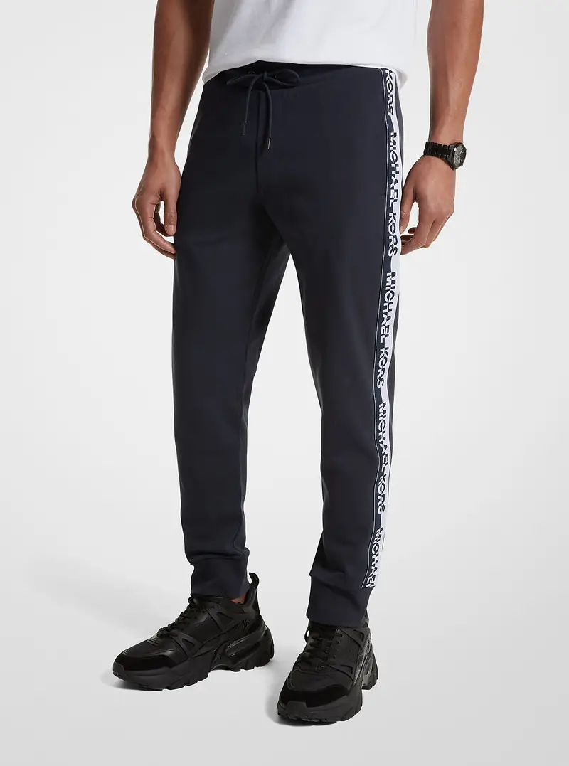 MK Joggers in misto cotone con fettuccia con logo - Blu - Michael Kors
