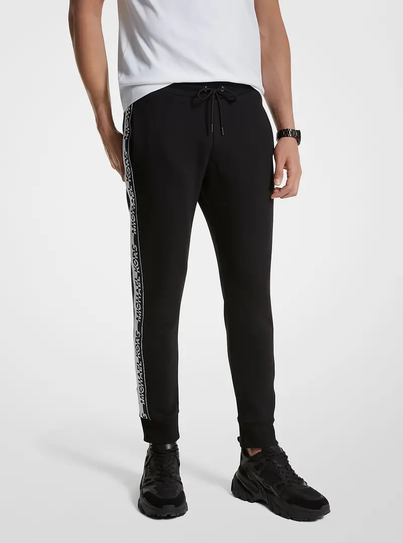 MK Joggers in misto cotone con fettuccia con logo - Nero - Michael Kors