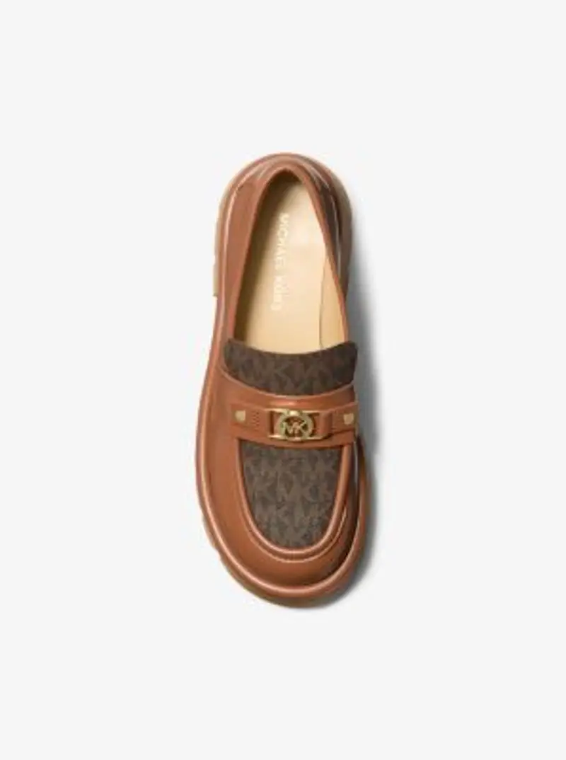 MK Loafer Mandy in pelle con stampa logo e plateau - Marrone - Michael Kors miniatura 2