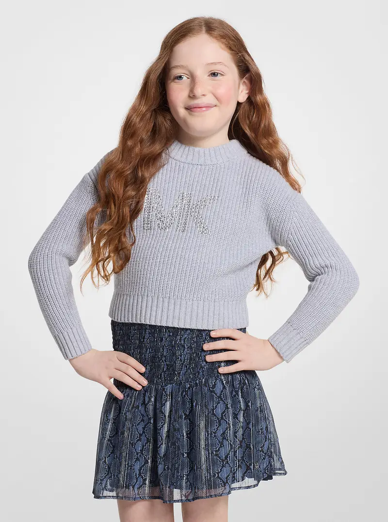 MK Maglione in misto cotone con logo - Grigio - Michael Kors