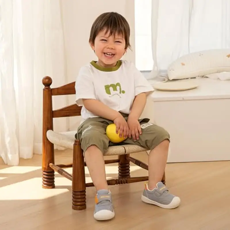 MK MATT KEELY Scarpe Neonato Scarpine Primi Passi Bambino Neonata Maglia Traspirante con Suole Gomma Antiscivolo, Grigio, EU 24 miniatura 2