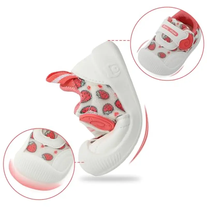 MK MATT KEELY Scarpe Neonato Scarpine Primi Passi Bambino Neonata Maglia Traspirante con Suole Gomma Antiscivolo, Rosso miniatura 3