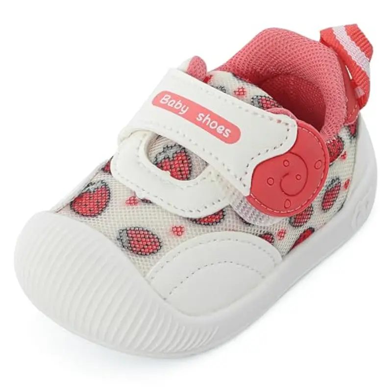 MK MATT KEELY Scarpe Neonato Scarpine Primi Passi Bambino Neonata Maglia Traspirante con Suole Gomma Antiscivolo,Rosso Fragola,EU 24