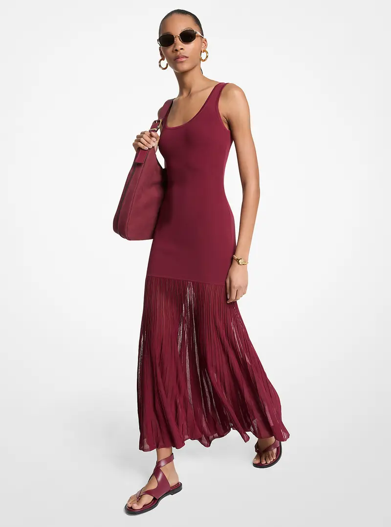 MK Maxi abito trasparente in misto viscosa stretch - Viola - Michael Kors