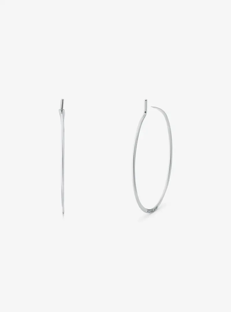 MK Mini orecchini a cerchio sottili in argento sterling con placcatura in metallo prezioso - Argento - Michael Kors miniatura 2