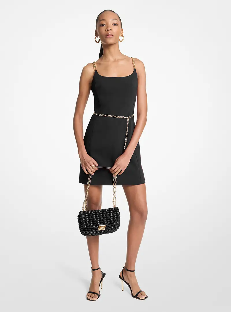 MK Miniabito bustier con cintura e spalline a catena - Nero - Michael Kors